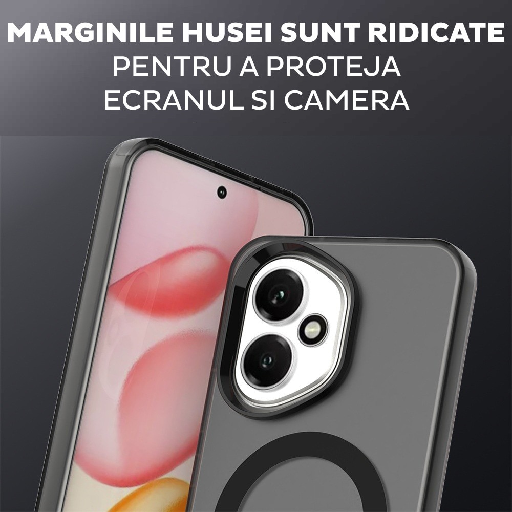 Husa pentru Honor 400 DaDen® CandyCase MagSafe, Antisoc, Incarcare wireless, Butoane protejate, Negru