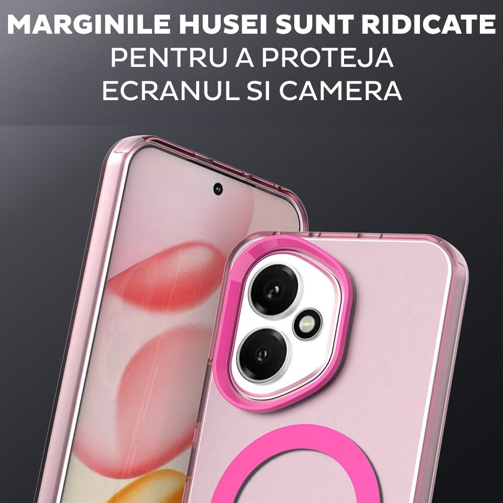 Husa pentru Honor 400 DaDen® CandyCase MagSafe, Antisoc, Incarcare wireless, Butoane protejate, Roz