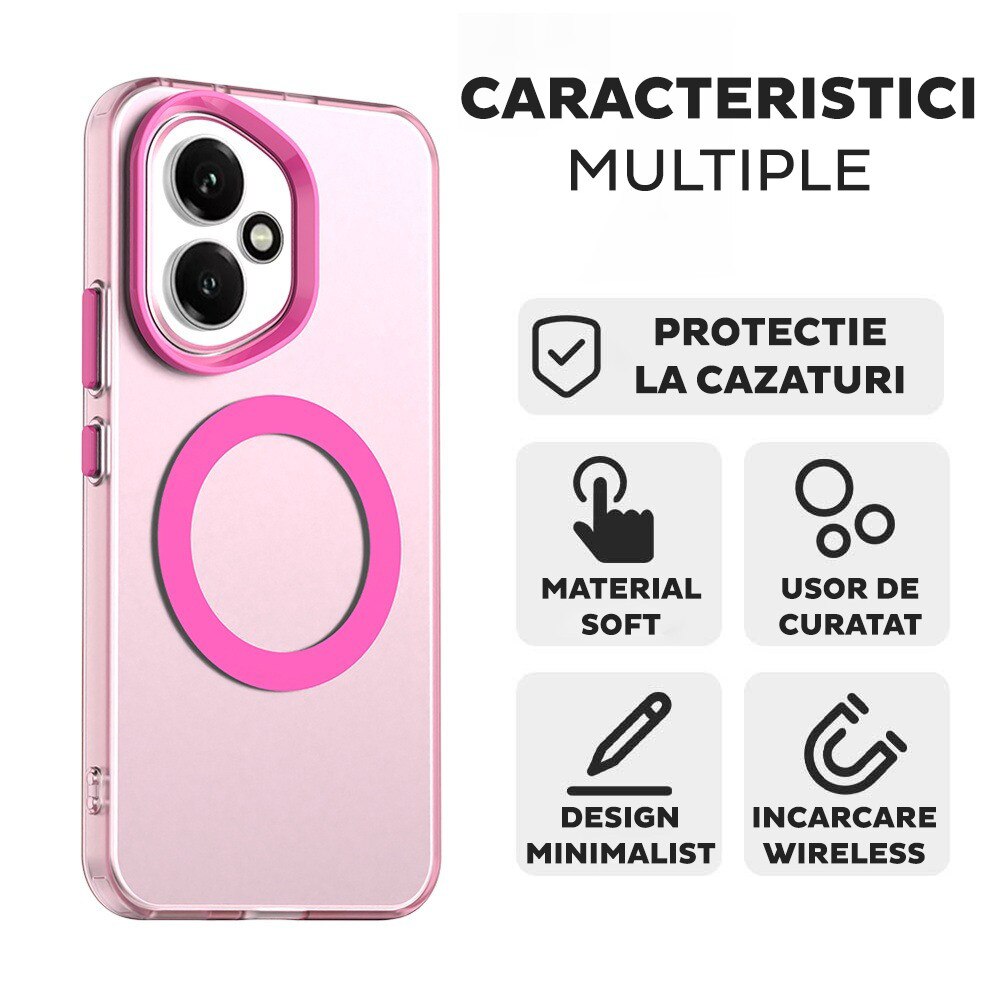 Husa pentru Honor 400 DaDen® CandyCase MagSafe, Antisoc, Incarcare wireless, Butoane protejate, Roz