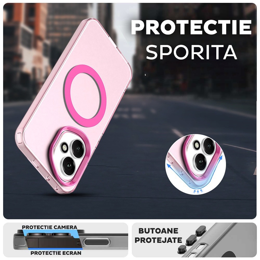 Husa pentru Honor 400 DaDen® CandyCase MagSafe, Antisoc, Incarcare wireless, Butoane protejate, Roz