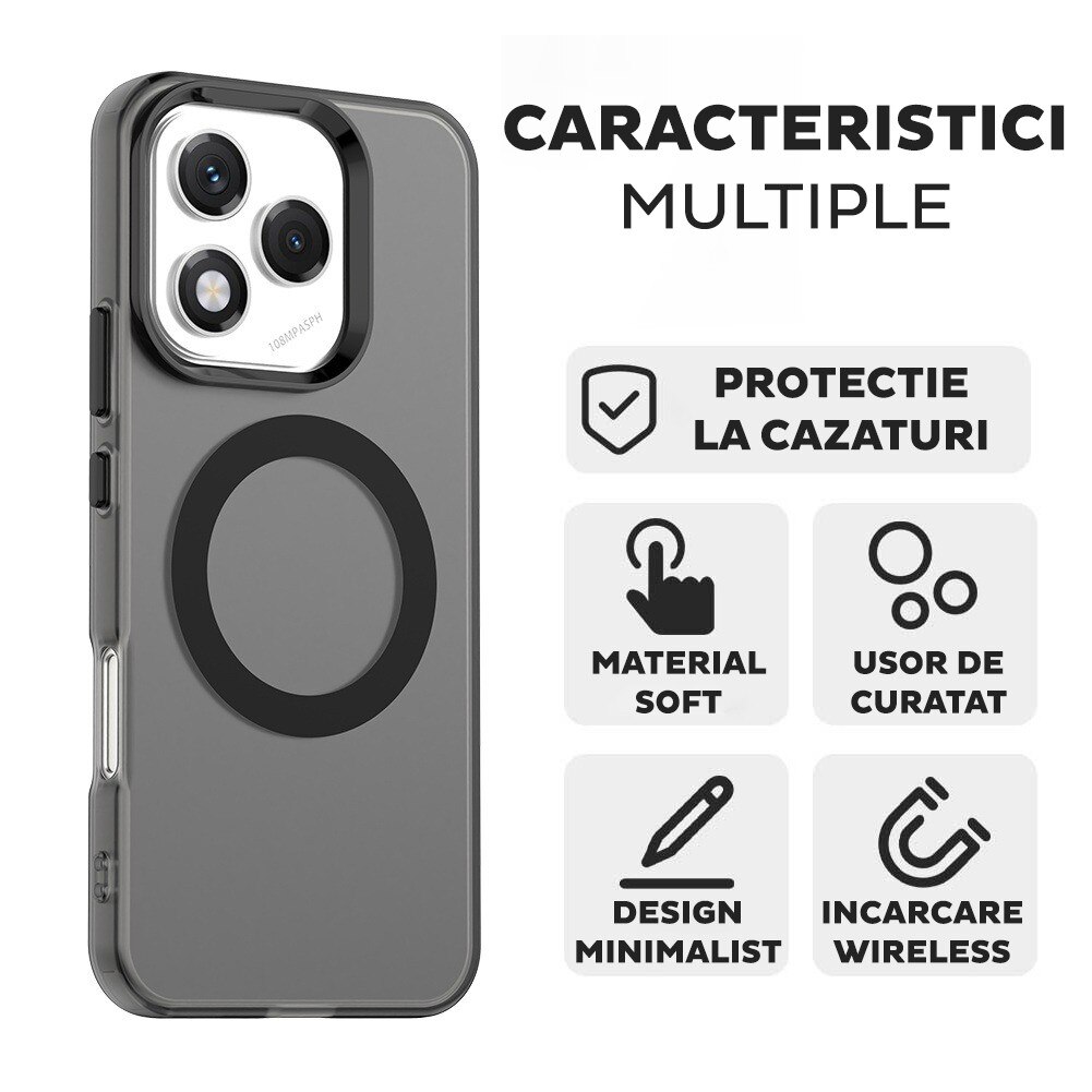 Husa pentru Honor 400 Lite DaDen® CandyCase MagSafe, Antisoc, Incarcare wireless, Butoane protejate, Negru