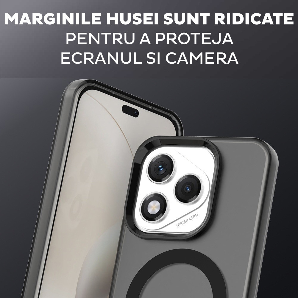Husa pentru Honor 400 Lite DaDen® CandyCase MagSafe, Antisoc, Incarcare wireless, Butoane protejate, Negru