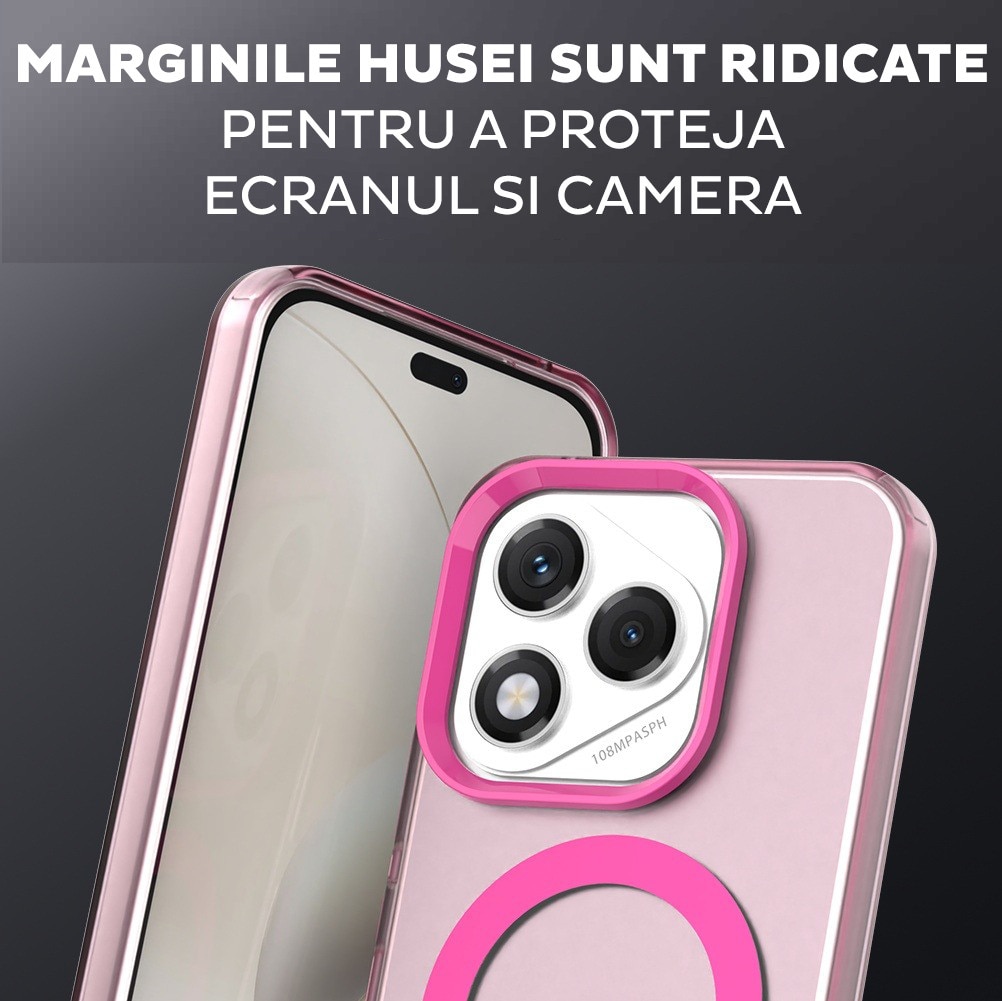 Husa pentru Honor 400 Lite DaDen® CandyCase MagSafe, Antisoc, Incarcare wireless, Butoane protejate, Roz