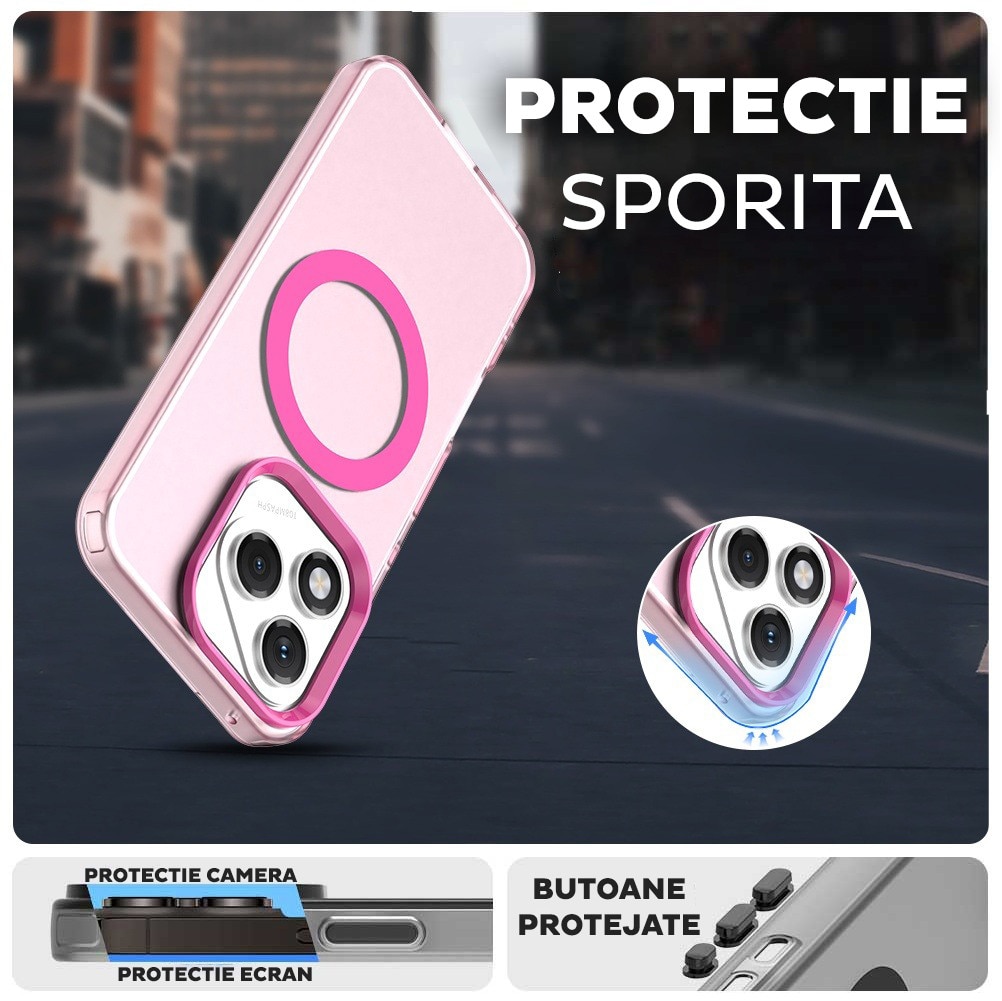 Husa pentru Honor 400 Lite DaDen® CandyCase MagSafe, Antisoc, Incarcare wireless, Butoane protejate, Roz