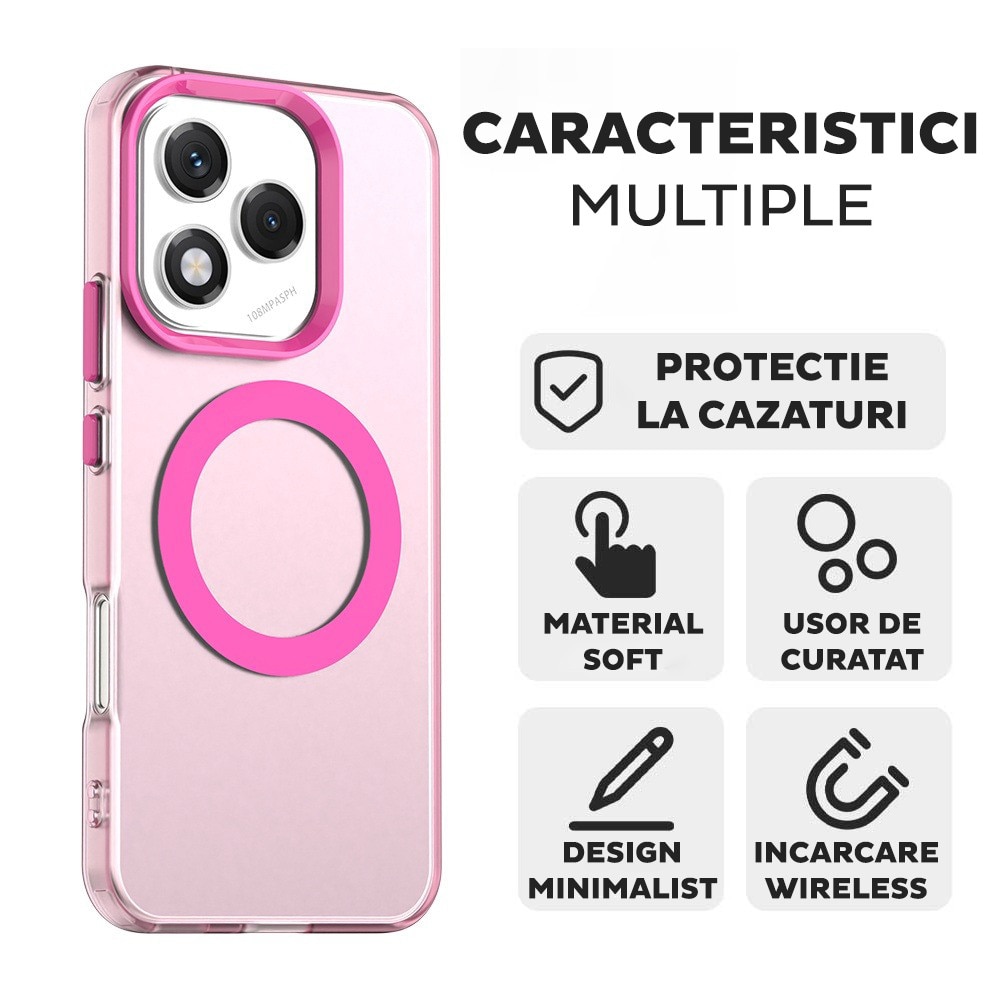 Husa pentru Honor 400 Lite DaDen® CandyCase MagSafe, Antisoc, Incarcare wireless, Butoane protejate, Roz