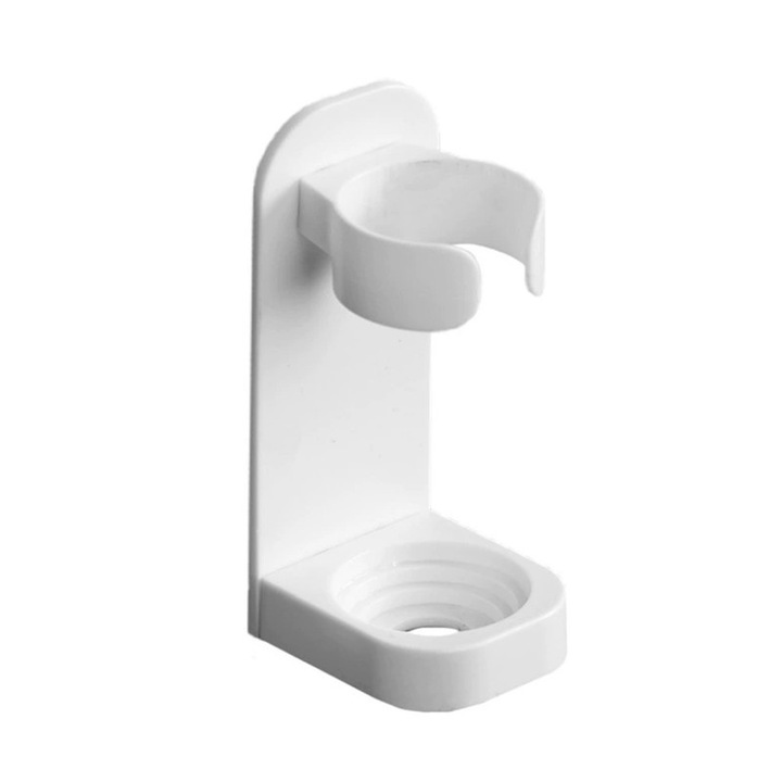 Suport periuta de dinti electrica montat pe perete, material ABS, cu banda adeziva 3M, alb