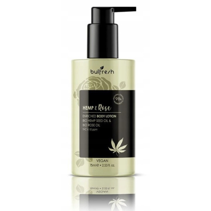 Testbalzsam kenderolajjal és rózsával, Bulfresh Cosmetics, 250ml, hidratáló, minden bőrtípusra