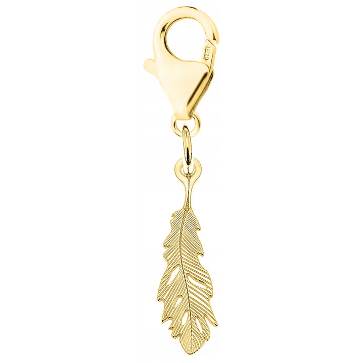 Talisman Din Argint 925, Larezo, Material Argint, Titlu 925, Acoperire Aur 585, Pana, 33 mm x 23 mm, Ambalaj Elegant Inclus, Auriu