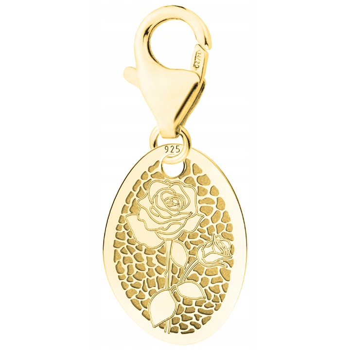 Talisman Din Argint 925, Larezo, Material Argint, Titlu 925, Acoperire Aur 585, Floare / Trandafir, Ambalaj Elegant Inclus, Auriu
