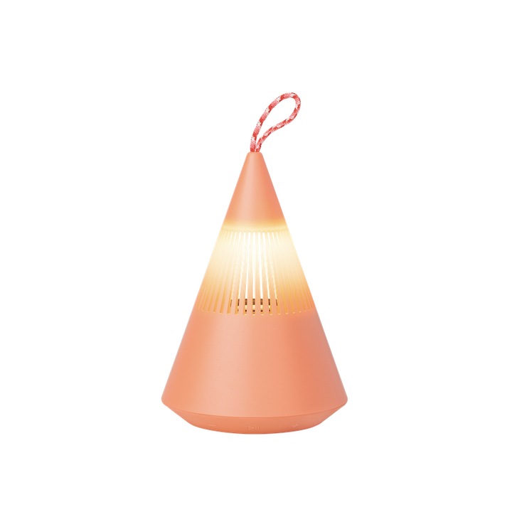 Boxa portabila camping, lumina, roz, 300LM, 10h autonomie, Sunet surround 360° si TWS, Bluetooth 5.3, curea profesionala de suspendare pentru exterior, TTT© un radiator pasiv personalizat, IP67 rezistent la praf si apa