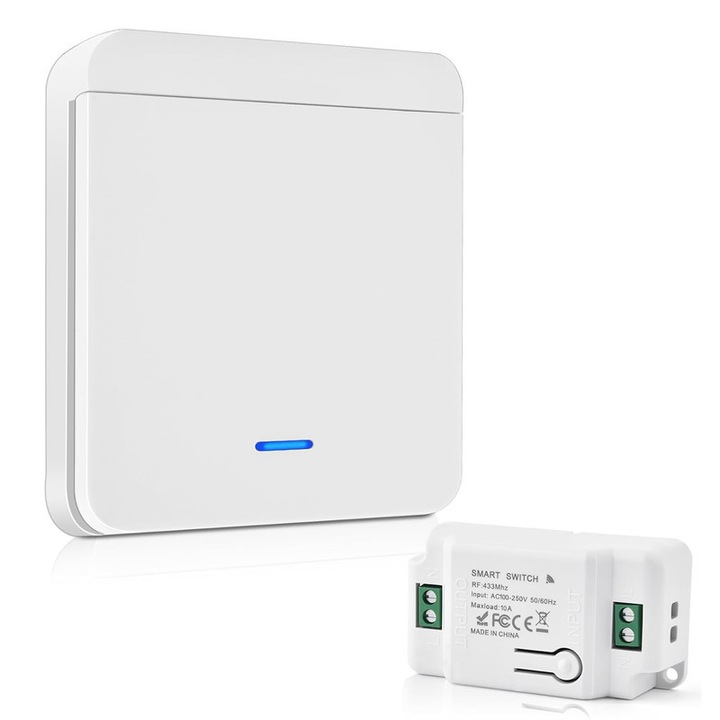 Комплект безжичен превключвател 100-250V, дистанционно управление, до 660 фута, 1 преносим превключвател и 1 приемник