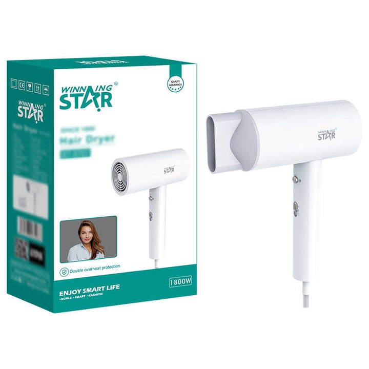 WINNING STAR ST-5707 Kompakt Hajszárító, 1800W, 2 Hő- és 2 Sebességfokozat, Hideglevegős Funkcióval