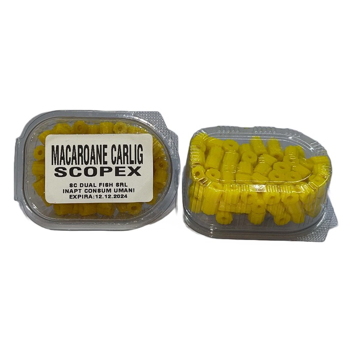 Horog csali, Macaroni Carlig, SCOPEX ízű, 30 g, Dual Fish
