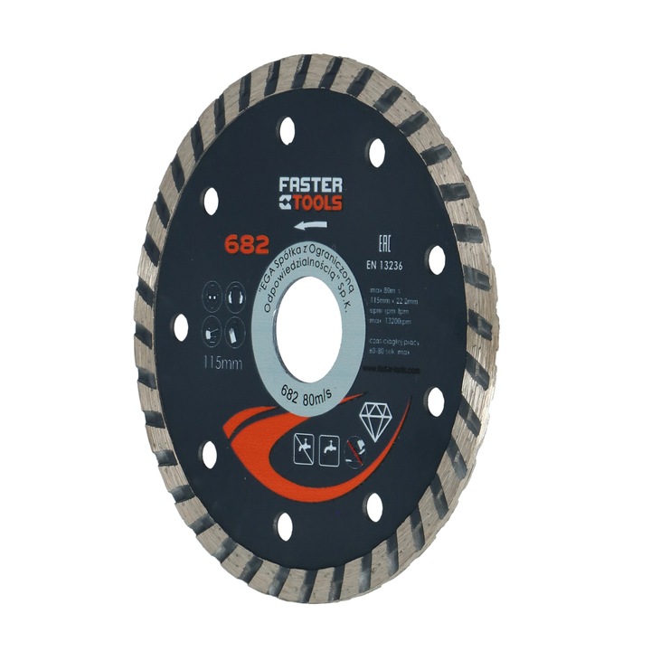 Disc turbo taiere beton si ceramica 115x22.2mm Faster Tools