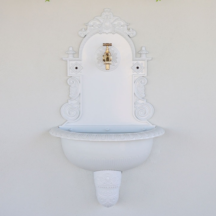 Antik kerti alumínium falikút, fehér