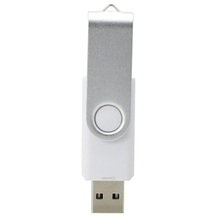 GREATON Memory Stick, Fém Forgatható Védőkupak, Nagy Átviteli Sebesség, USB 2.0/3.0 Kompatibilis, 4 GB Kapacitás, Fehér