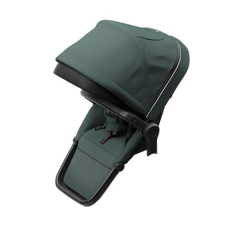 Scaun suplimentar Thule Sleek Sibling Seat, verde Mallard, copertină extensibilă și scaun reversibil