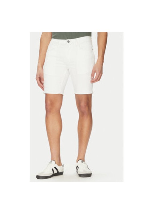 Ferfi farmer rovidnadrag keverek anyagbol, 20718125, pamut, feher, Fehér