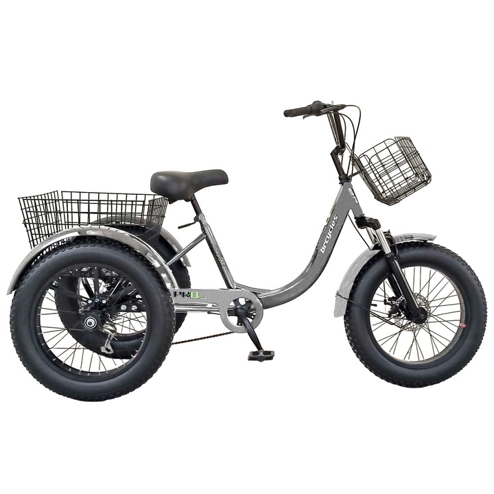 Tricicleta adulti 20" BR Cycles Pro2008-TR20, cadru otel 15", frane disc, 7 viteze, Gri
