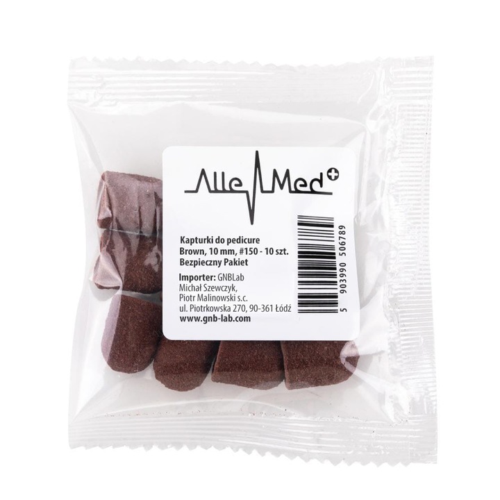 Kapturki scierne pentru pedichiura, 10mm, gradatie 150, set 10 bucati, maro