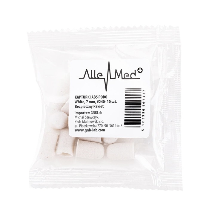 Kapturki pedicure 7 mm, gradatie 240, set 10 bucati, Alb