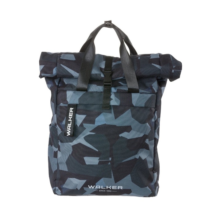 Rucsac Classic Roll Top Blue Camo, Walker by Schneiders, 29 x 40 x 15 cm, 20-23 L, camuflaj albastru