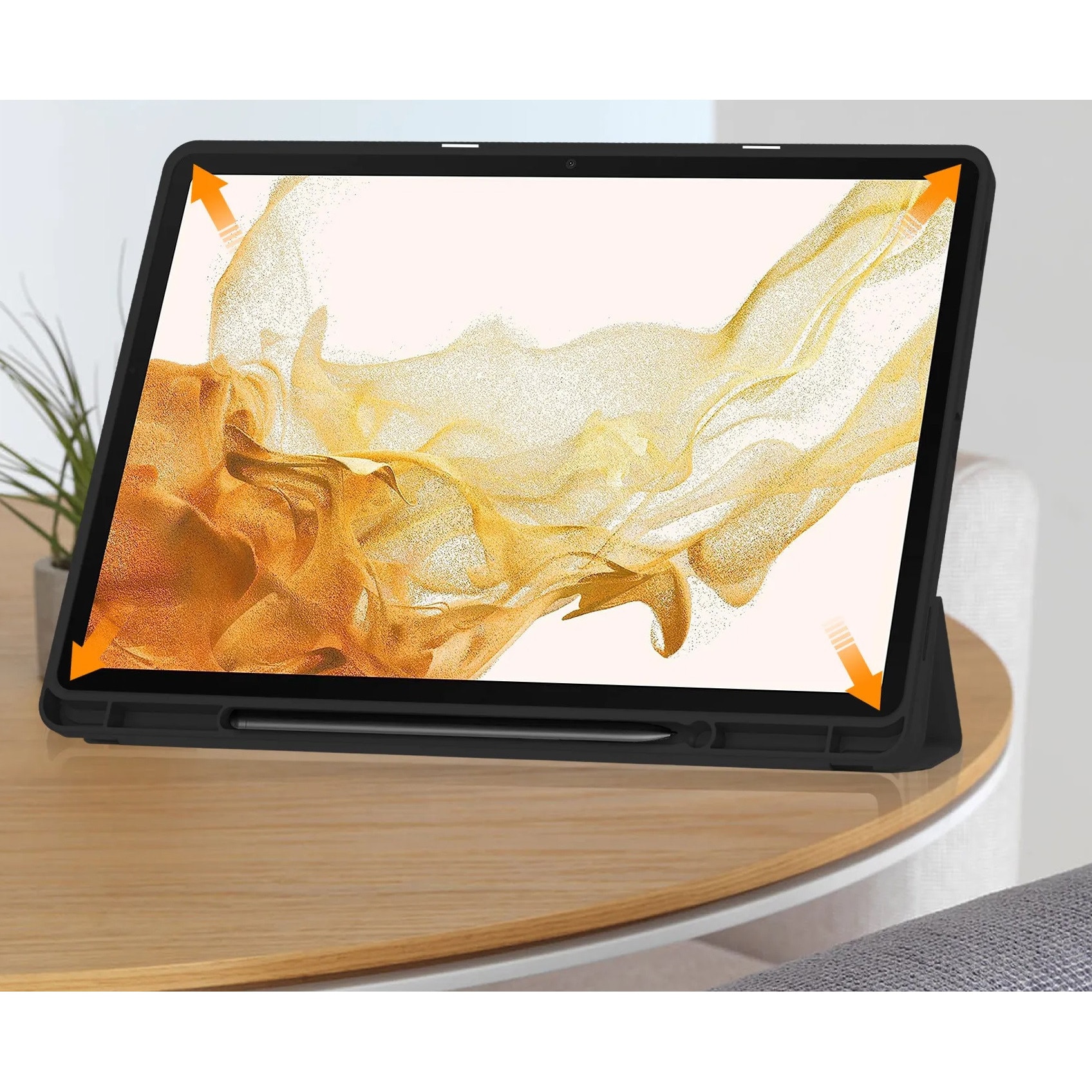 Husa Samsung Galaxy Tab S10 FE Plus 13.1" – Suport Stylus, Activare Automata, Functie de Suport, Inchidere Magnetica, Piele Ecologica + Policarbonat, Finisaj Microfibra, Design Subtire
