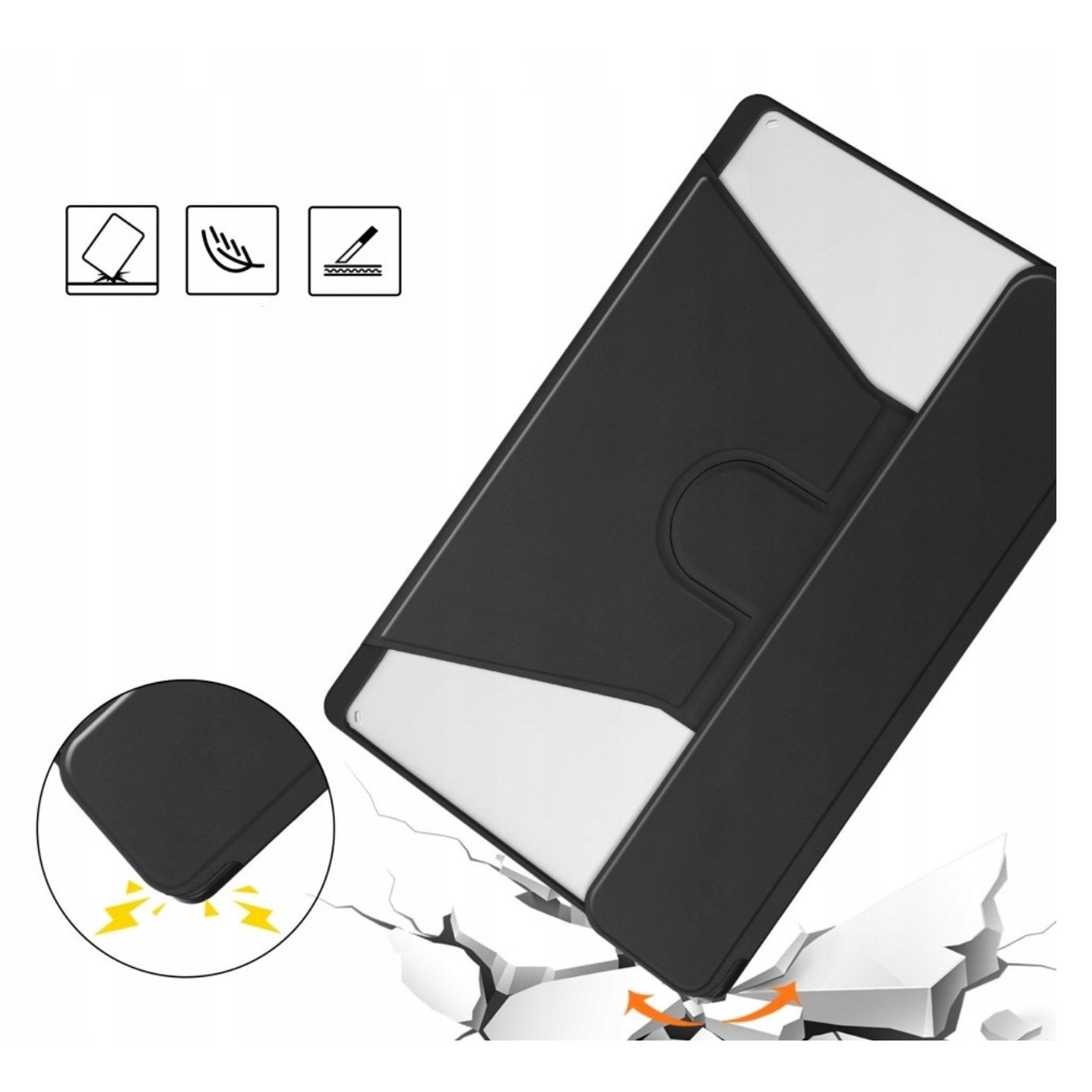 Husa rotativa 3 in 1 cu tastatura wireless si touchpad, Lenovo, Tab M11/K11/K11E, 10.95" 11", functie de suport, design elegant, acces la toate porturile, material: piele ecologica, culoare: negru, setul include: husa si tastatura, caracteristic