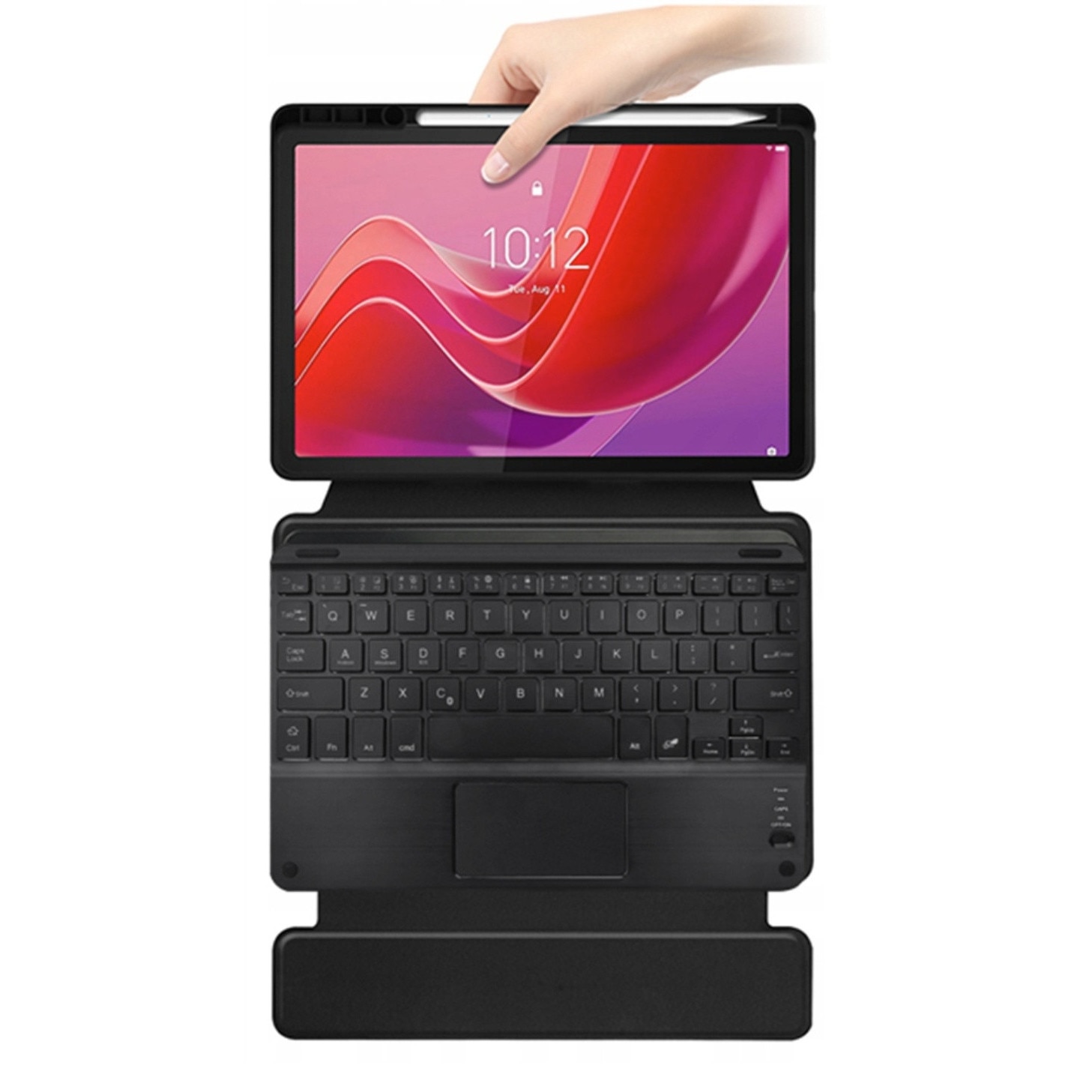 Husa rotativa 3 in 1 cu tastatura wireless si touchpad, Lenovo, Tab M11/K11/K11E, 10.95" 11", functie de suport, design elegant, acces la toate porturile, material: piele ecologica, culoare: negru, setul include: husa si tastatura, caracteristic