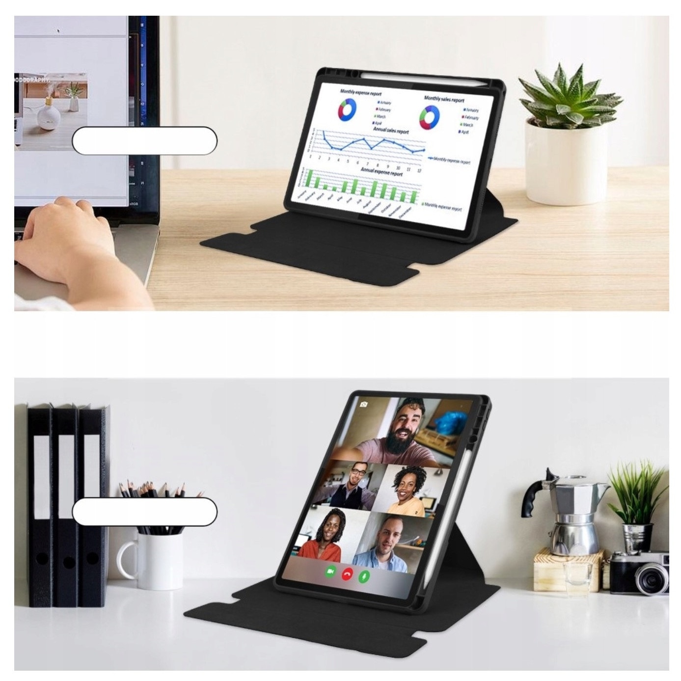 Husa rotativa 3 in 1 cu tastatura wireless si touchpad, Lenovo, Tab M11/K11/K11E, 10.95" 11", functie de suport, design elegant, acces la toate porturile, material: piele ecologica, culoare: negru, setul include: husa si tastatura, caracteristic