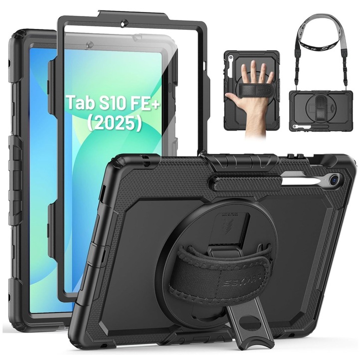 Carcasa Blindata HighArmor 3 Straturi pentru Samsung Galaxy Tab S10 FE Plus 13.1" – Rotativa 360°, Suport, Protector Ecran, Rezistenta la Praf si Umiditate
