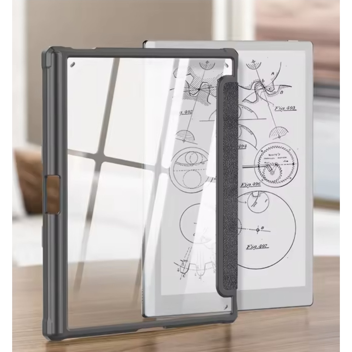 Husa Onyx Boox Go 10.3" – Transparenta, Suport Stylus, Functie Trezire Automata, Suport Integrat, Inchidere Magnetica, Acces la Porturi, Piele Ecologica + TPU