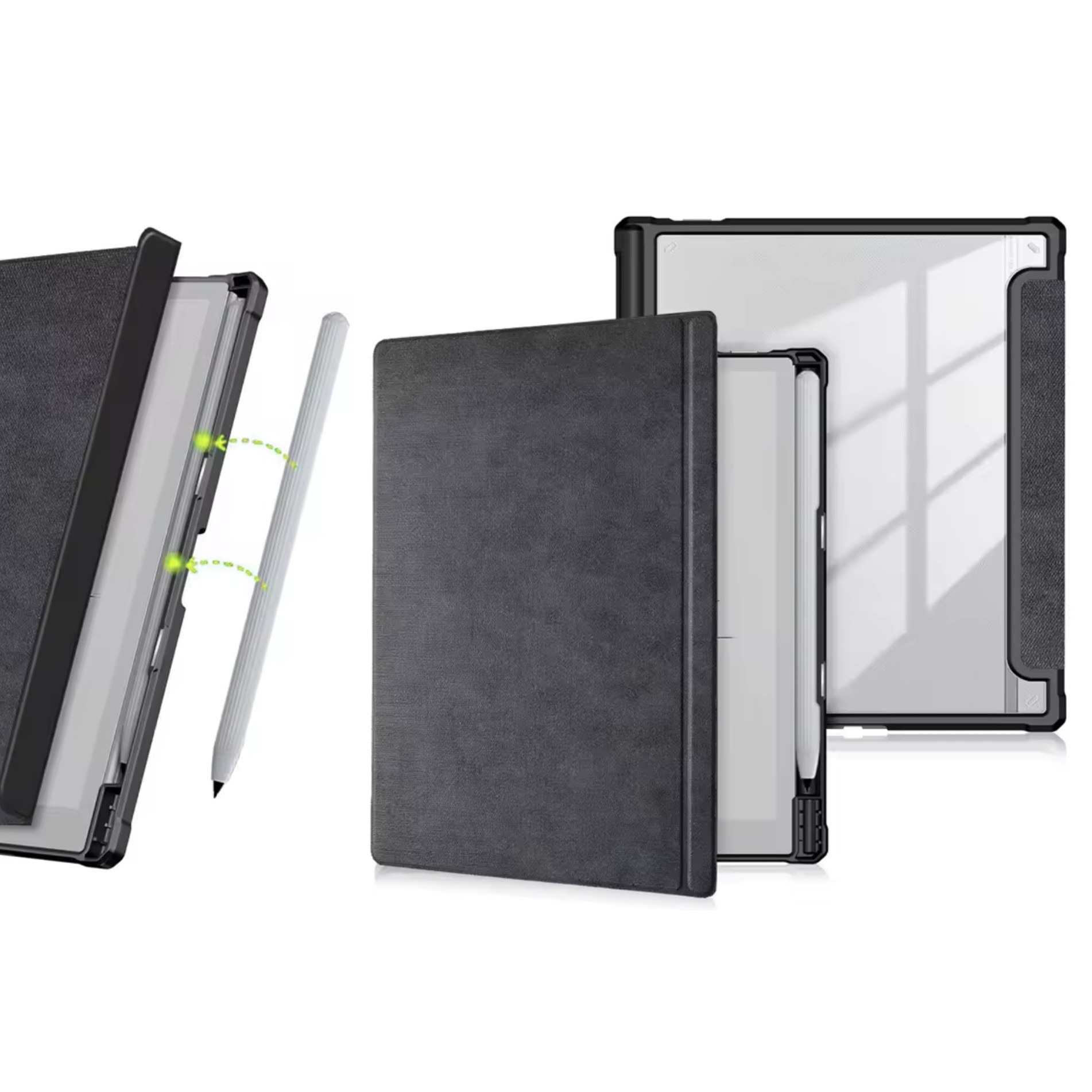 Husa Onyx Boox Go 10.3" – Transparenta, Suport Stylus, Functie Trezire Automata, Suport Integrat, Inchidere Magnetica, Acces la Porturi, Piele Ecologica + TPU