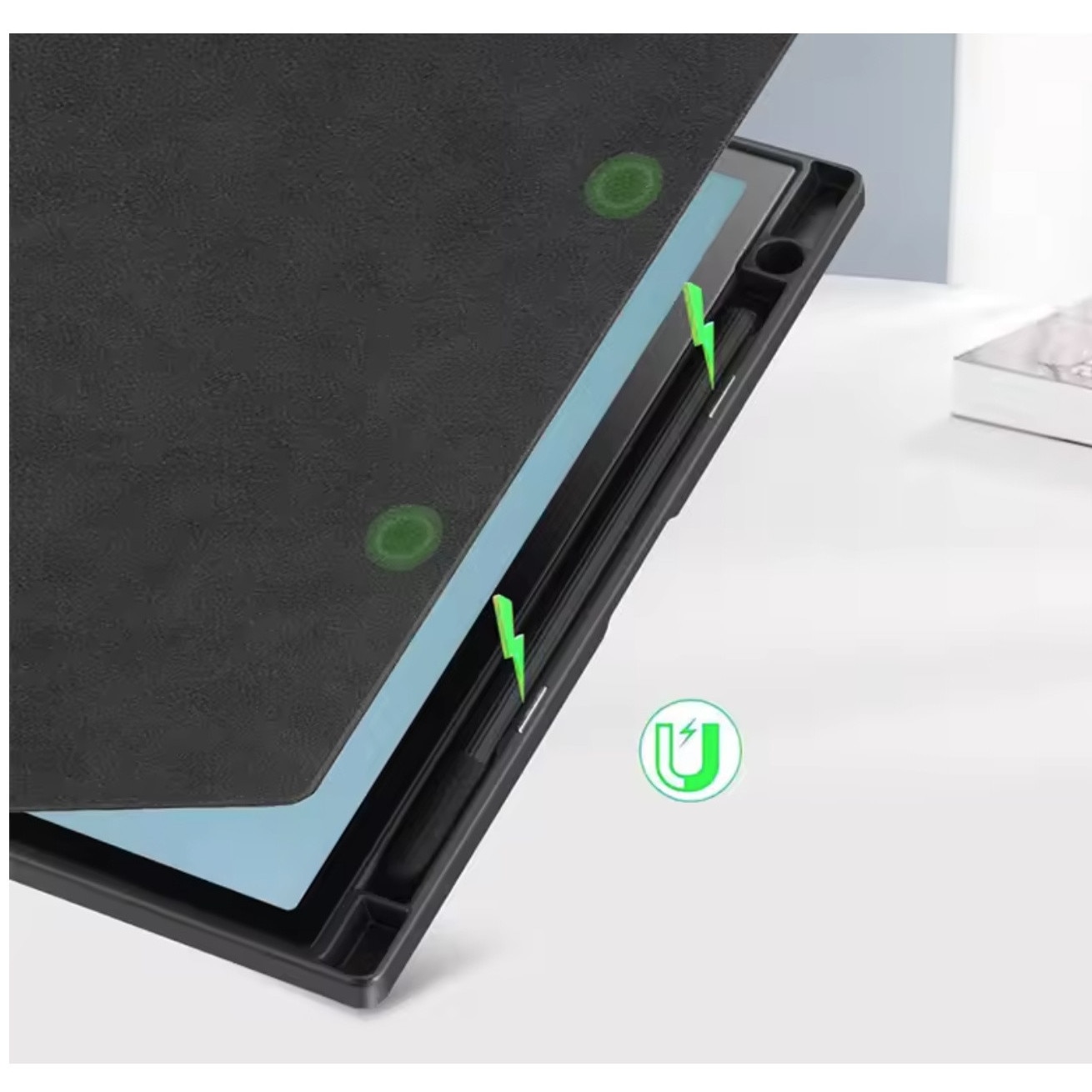 Husa Onyx Boox Go 10.3" – Transparenta, Suport Stylus, Functie Trezire Automata, Suport Integrat, Inchidere Magnetica, Acces la Porturi, Piele Ecologica + TPU