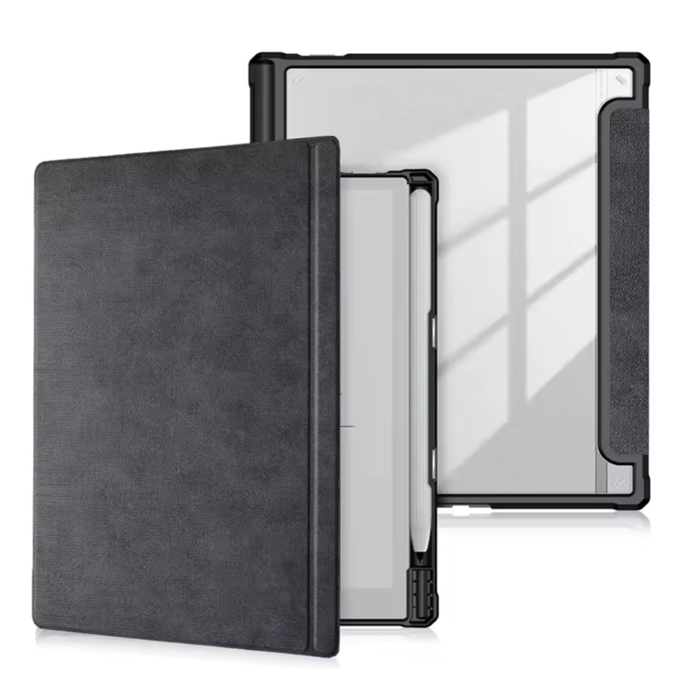 Husa Onyx Boox Go 10.3" – Transparenta, Suport Stylus, Functie Trezire Automata, Suport Integrat, Inchidere Magnetica, Acces la Porturi, Piele Ecologica + TPU