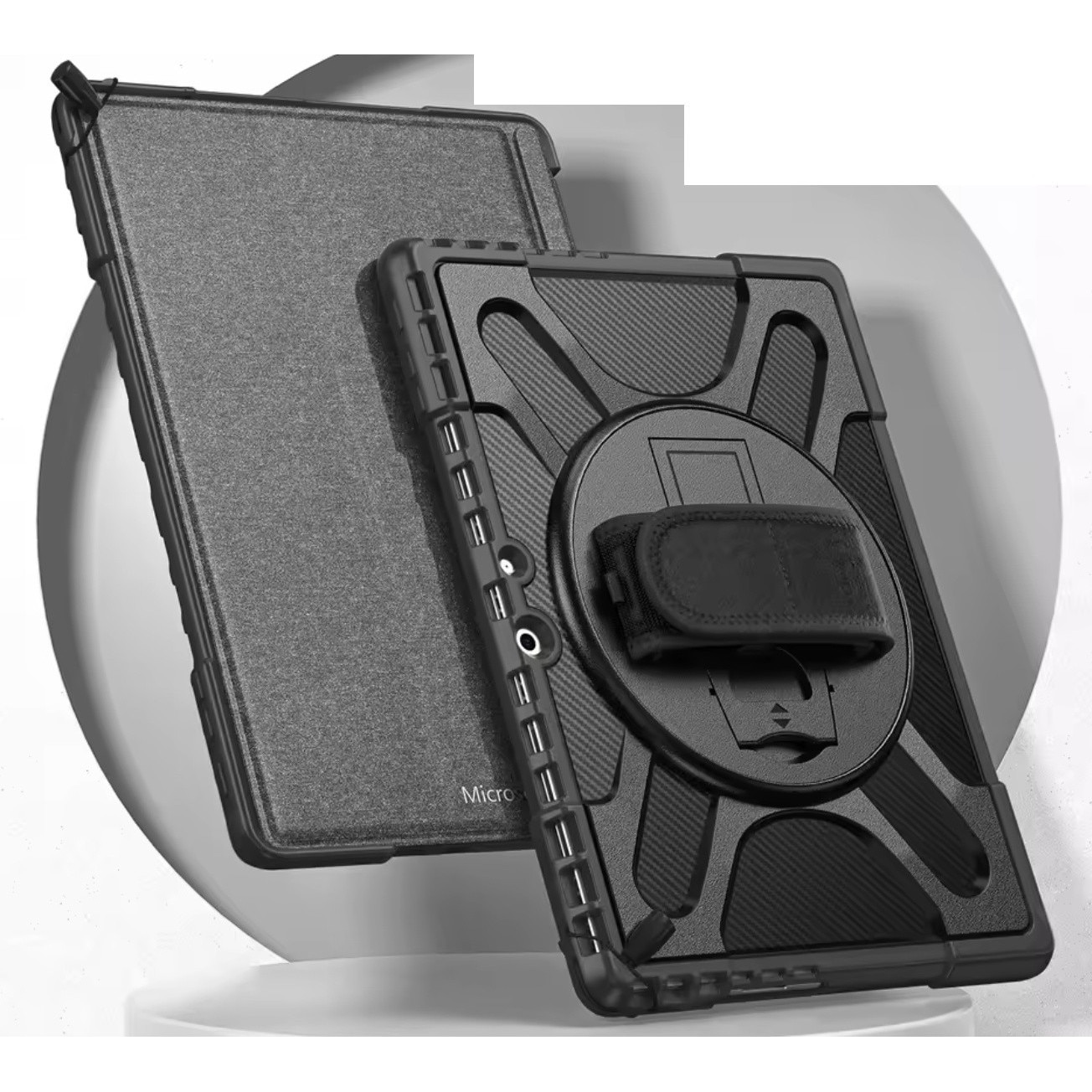 Carcasa Blindata pentru Microsoft Surface Go / Go 2 / Go 3 / Go 4 10.5" – 3 Straturi, Suport Integrat, Maner Rotativ, Protectie Ecran, Rezistenta la Zgarieturi, Praf si Umezeala