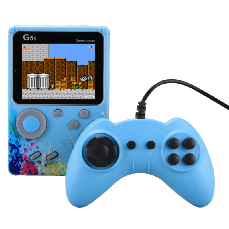 Consola Portabila, ecran LCD, mai mult de 500 de jocuri, joc dublu, conexiune TV de sprijin, albastru