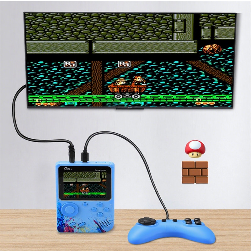 Consola Portabila, ecran LCD, mai mult de 500 de jocuri, joc dublu, conexiune TV de sprijin, albastru