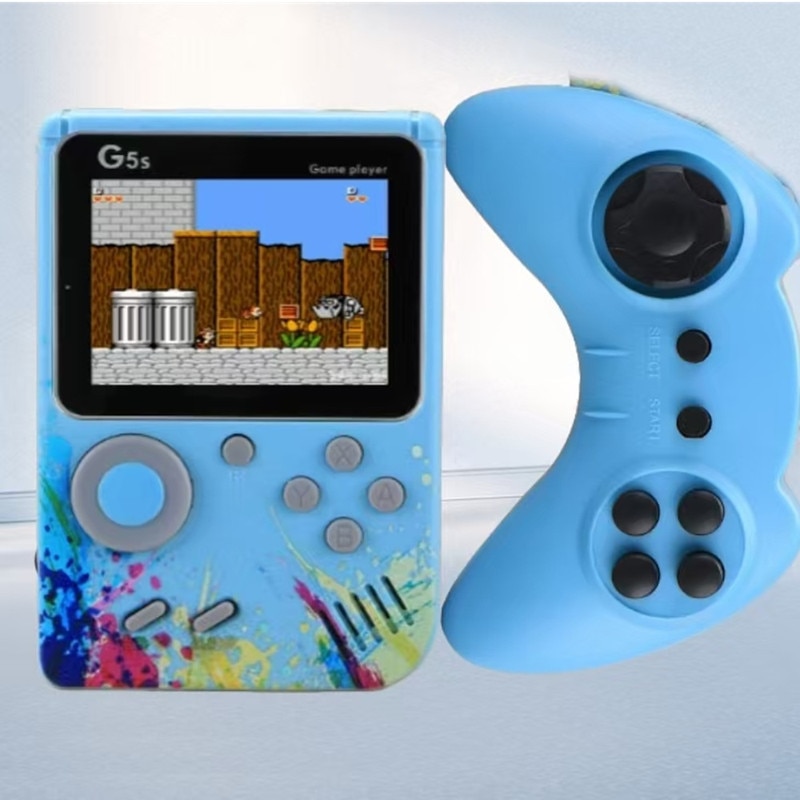 Consola Portabila, ecran LCD, mai mult de 500 de jocuri, joc dublu, conexiune TV de sprijin, albastru