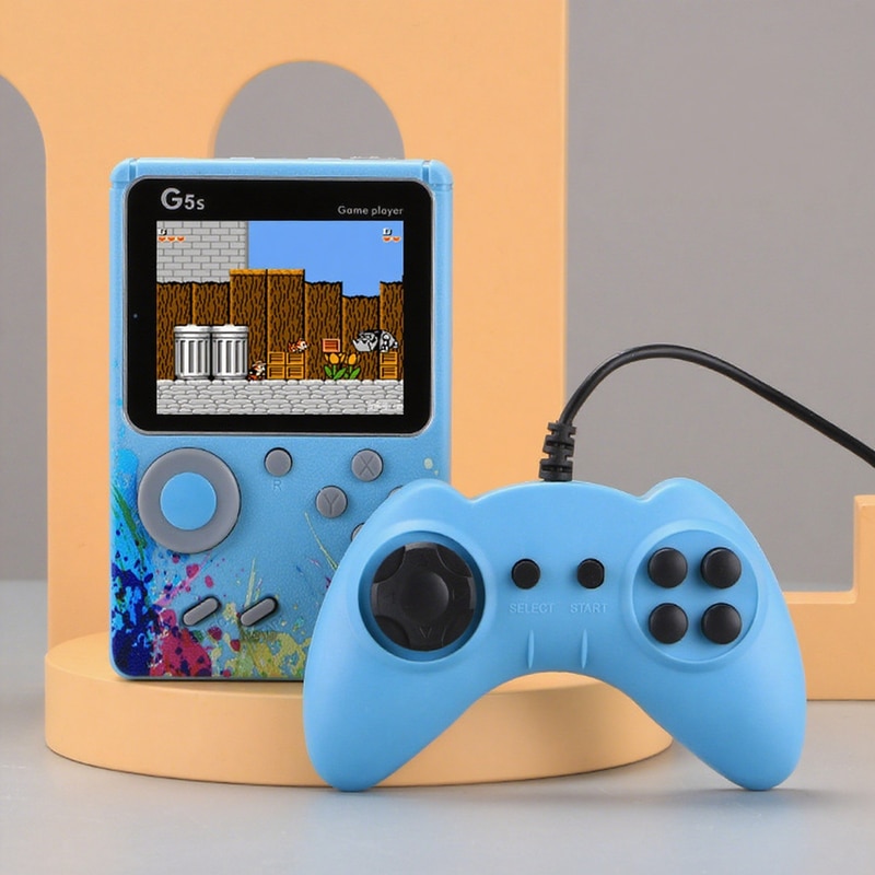 Consola Portabila, ecran LCD, mai mult de 500 de jocuri, joc dublu, conexiune TV de sprijin, albastru