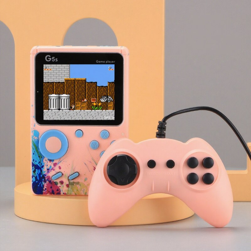 Consola Portabila, ecran LCD, mai mult de 500 de jocuri, joc dublu, conexiune TV de sprijin, roz