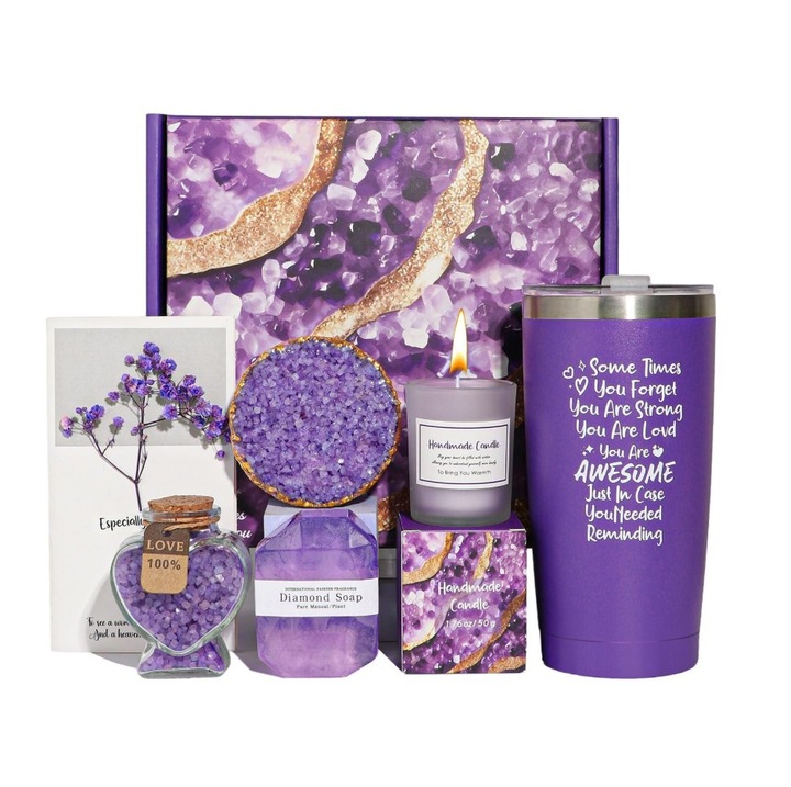 Set Cadou Elegant, Mov Lavanda, 7 Piese Relaxare, Pentru Femei Speciale