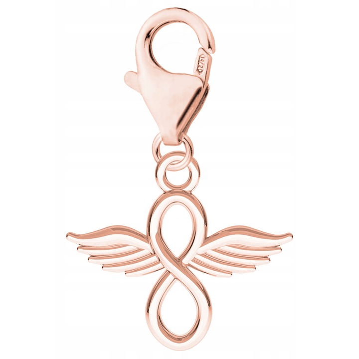 Talisman Din Argint 925, Larezo, Material Argint, Proba 925, Acoperire Roz 750, Aripi Cu Infinit, Ambalaj Elegant Inclus, Roz
