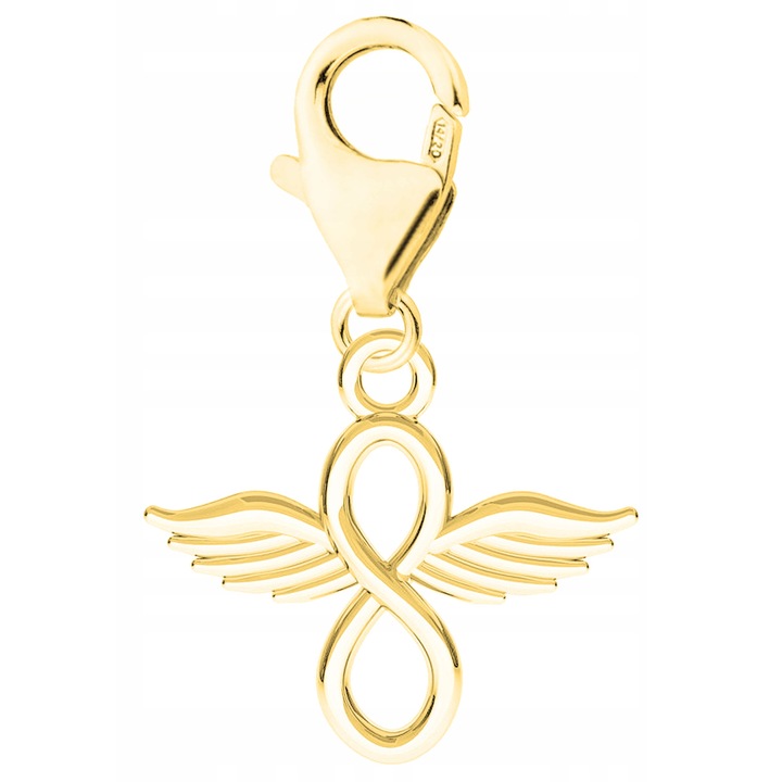 Talisman Din Argint 925, Larezo, Material Argint, Titlu 925, Acoperire Aur 585, Aripi Cu Infinit, Ambalaj Elegant Inclus, Auriu