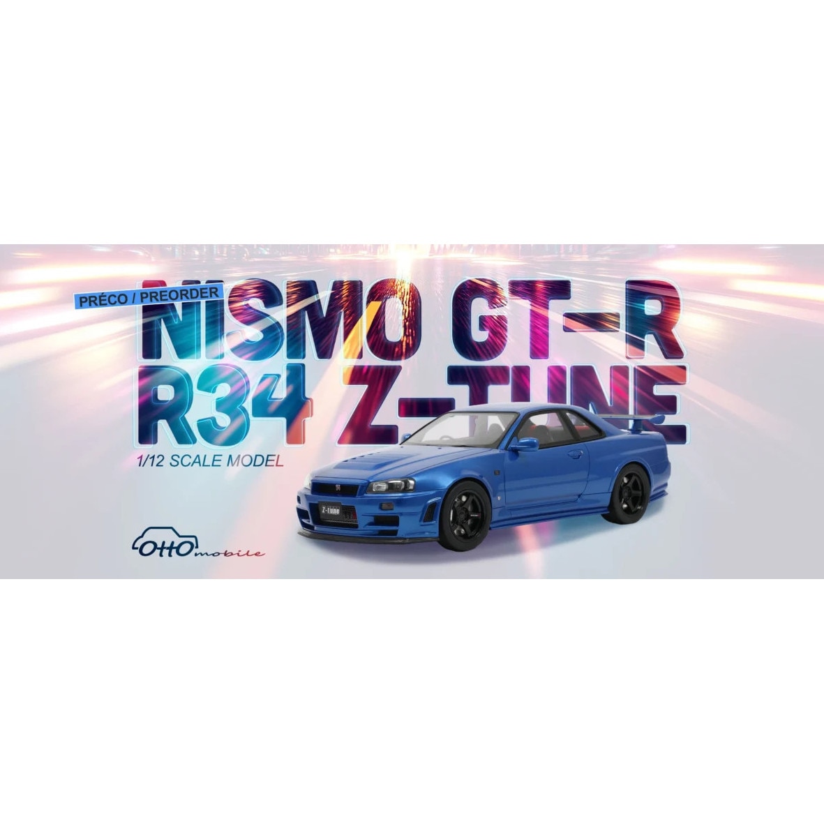 Nissan R34 GT-R Z-Tune OttOmodels 1/12 - Bayside Blue 2005 - Figurine Résine Collection Limitée