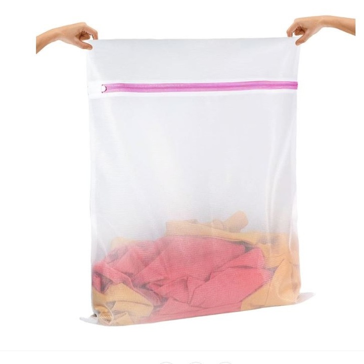 Sac de rufe, pentru masini de spalat si uscat rufe, LRTM, 50x60 cm, alb, set de 5