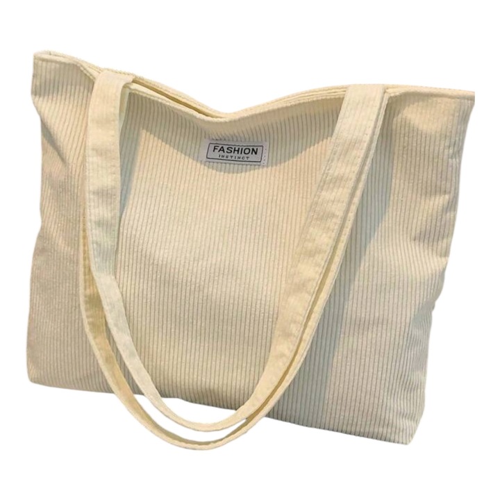 Válltáska, krémszínű, velúr, 34x30cm