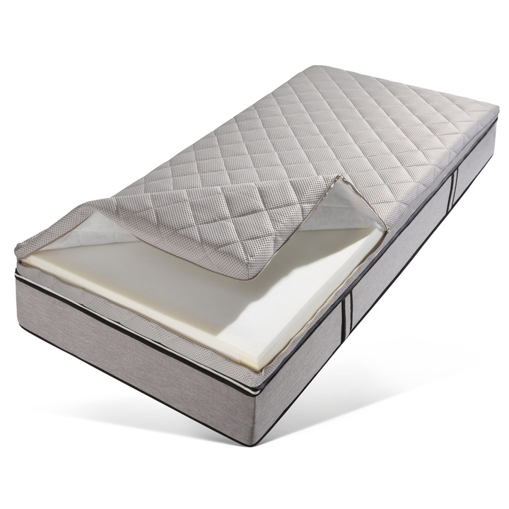 Saltea topper Heine Home cu arcuri mini-pocket, 100x200cm, 12cm inaltime, fermitate medie