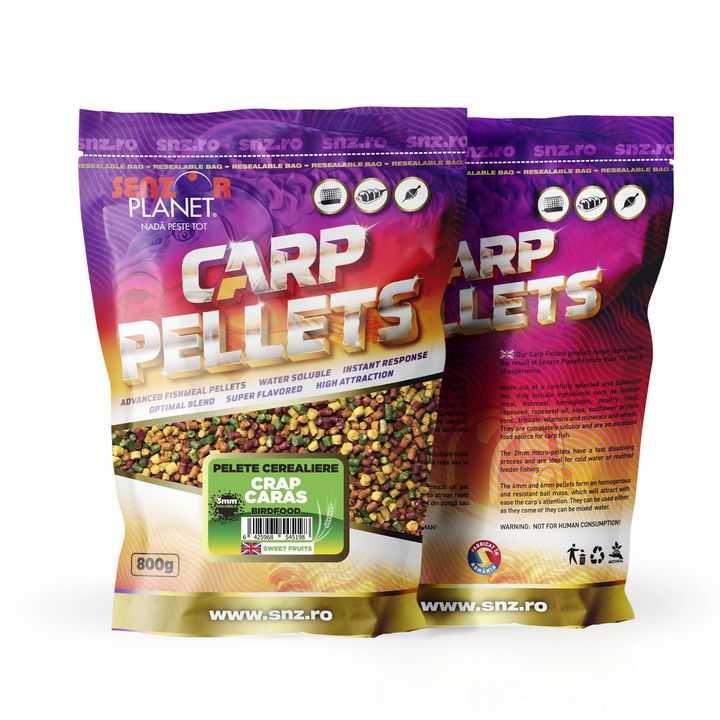 Pelete cerealiere, Senzor Planet, Crap & Caras, 3 mm, 800 g
