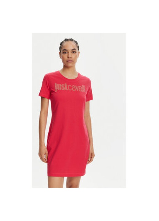 Дамска рокля Just Cavalli, 78PAOE15 CJ110, Памук, Розово